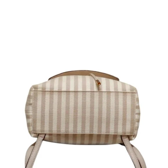 Kate Spade Leather & Pinstripe Canvas Backpack EUC - Picture 6 of 9